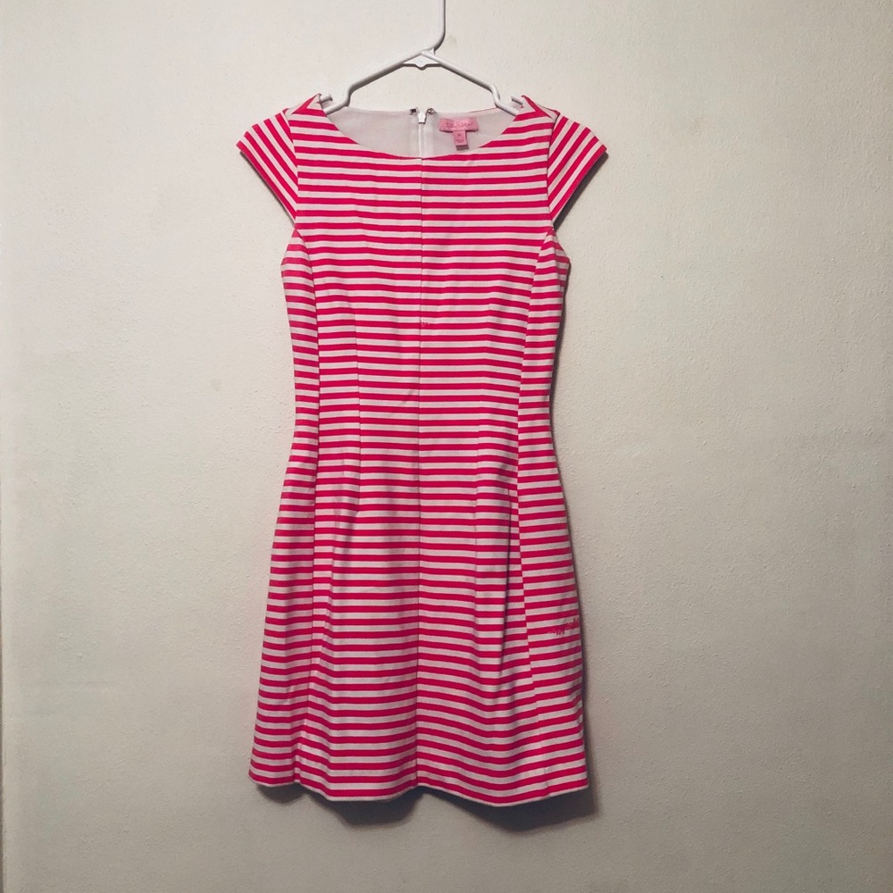Lilly Pulitzer Pink Striped Cap Sleeve Dress | XS